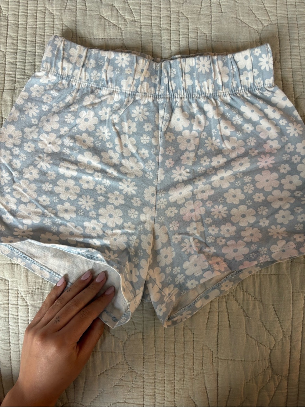 Forever 21 Light Blue Daisy Print Lounge Shorts with White Flowers